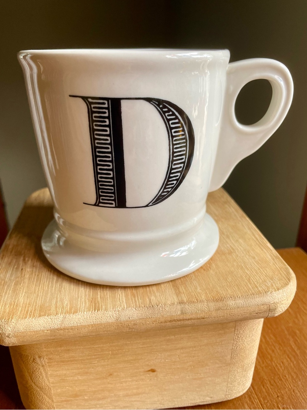 Anthropologie D Monogram Initial Letter Coffee Mug Shaving Style